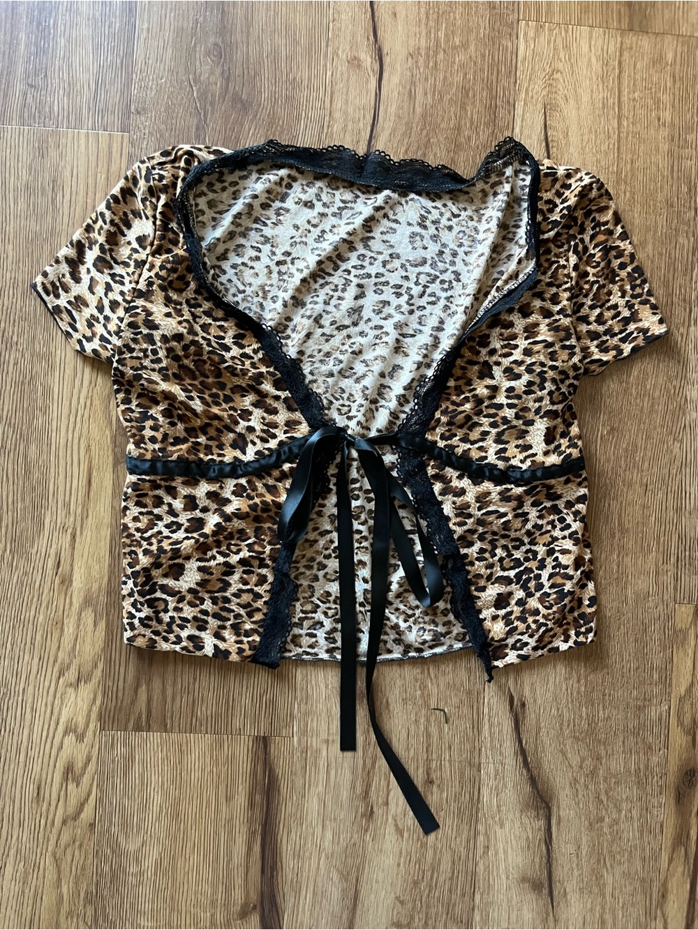 Leopard Print Tie-Front Women's Top